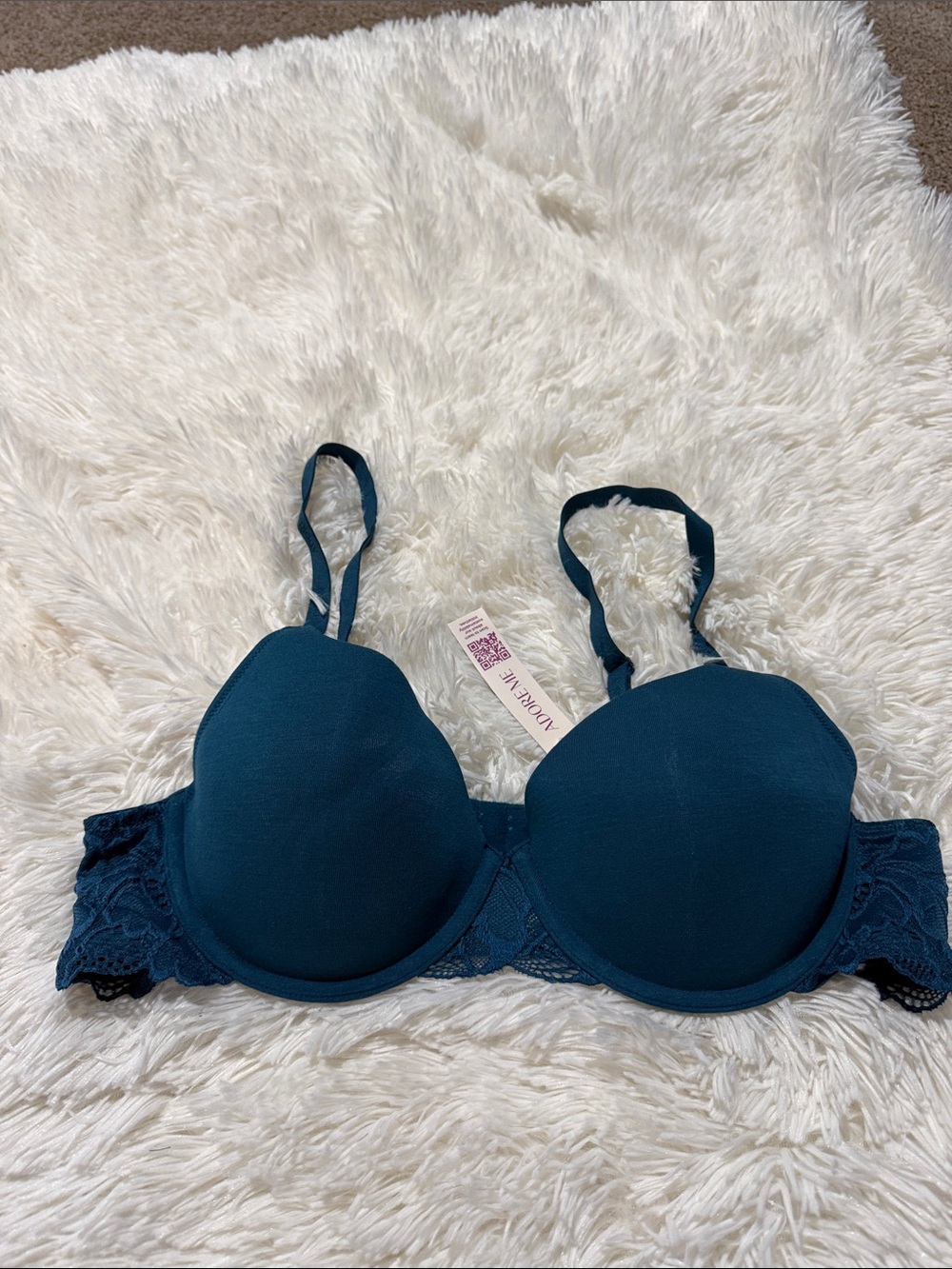 Adore Me Teal Lace-Trim Push-Up Bra